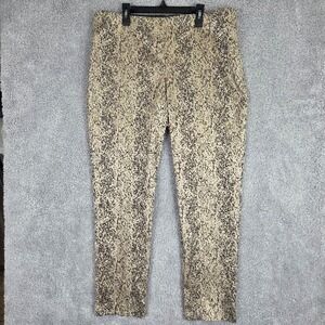 Chico's Gold Python Jacquard Ankle Trouser Size 2 Large (12) Side Zip Pants